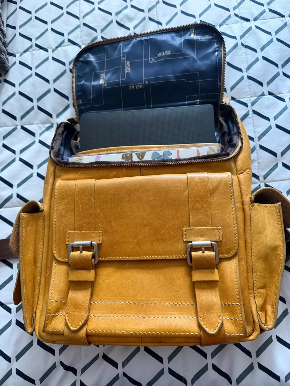 NWOT VELEZ Archaeology Genuine Vintage Leather Backpack - Honey Amber